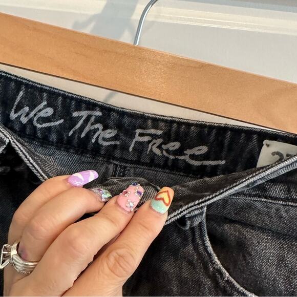 Free People We The Free Bailey Black Denim Frayed Mini Skirt - Picture 6 of 9